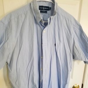 Polo large blue / white striped short sleeve shirt